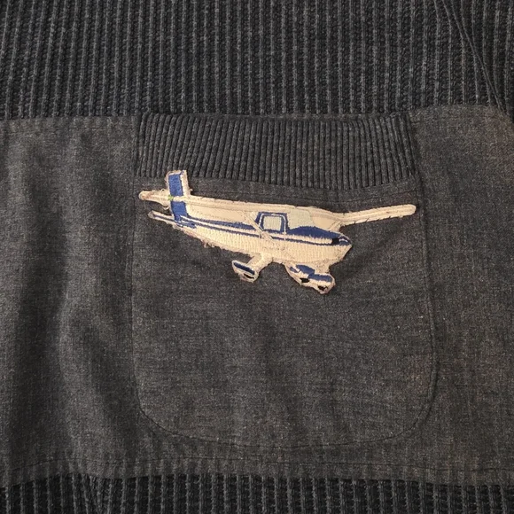 Vintage Huk-A-Poo Ribbed Knit Collared Airplane Sweater- L - Picture 4 of 12